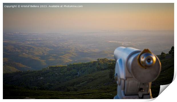 Panorama of Serra de Monchique, view over the nature of inland Algarve at Foia sunset Print by Kristof Bellens