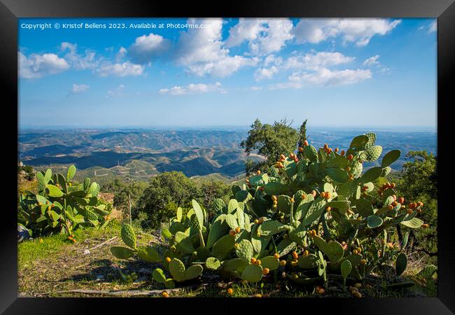 View from Picota near Monchique in Algarve, Portugal, into the valley of Serra de Monchique. Framed Print by Kristof Bellens