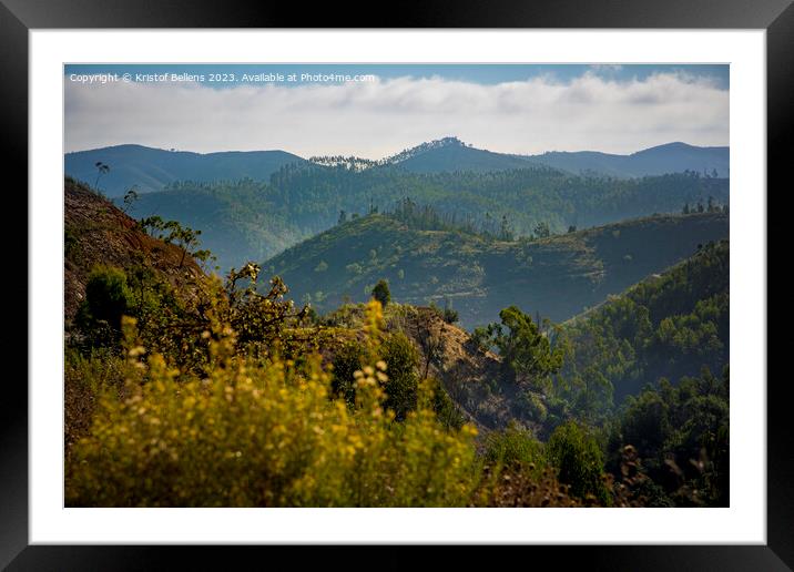 Mountain view over the Algarve in Portugal on the road between Monchique and Alferce Framed Mounted Print by Kristof Bellens