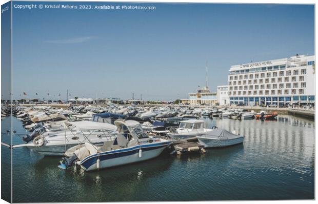 Faro harbor or marina view with EVA Senses hotel. Canvas Print by Kristof Bellens
