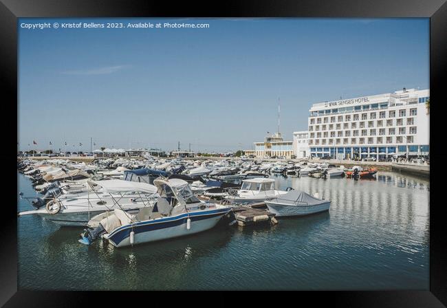 Faro harbor or marina view with EVA Senses hotel. Framed Print by Kristof Bellens