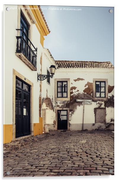 View on one of the cozy cobblestoned alleys of the old town Faro in Portugal Acrylic by Kristof Bellens