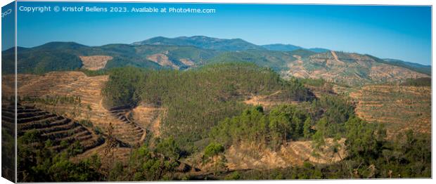 Mountain landscape view over the Algarve in Portugal on the N267 road in the vincinity of Alferce Canvas Print by Kristof Bellens