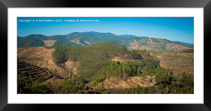 Mountain landscape view over the Algarve in Portugal on the N267 road in the vincinity of Alferce Framed Mounted Print by Kristof Bellens