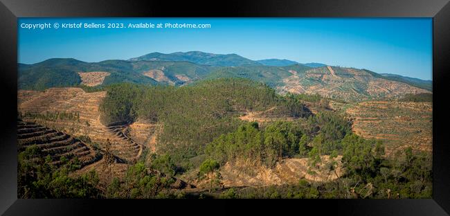 Mountain landscape view over the Algarve in Portugal on the N267 road in the vincinity of Alferce Framed Print by Kristof Bellens