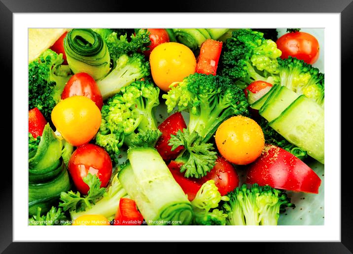 Fresh colorful vegetarian salad, close up Framed Mounted Print by Mykola Lunov Mykola