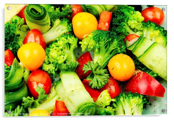 Fresh colorful vegetarian salad, close up Acrylic by Mykola Lunov Mykola
