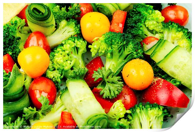 Fresh colorful vegetarian salad, close up Print by Mykola Lunov Mykola