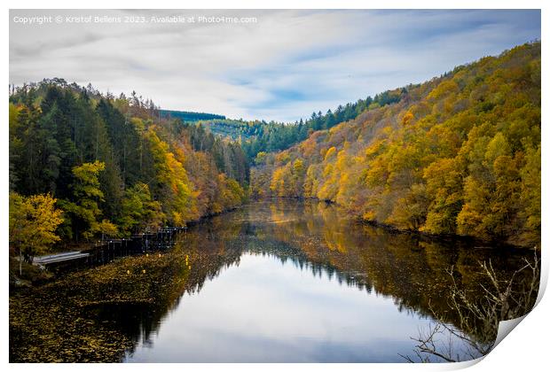 View on the river Ourthe in national park Two Ourthes in Wallonia, Belgium. Print by Kristof Bellens