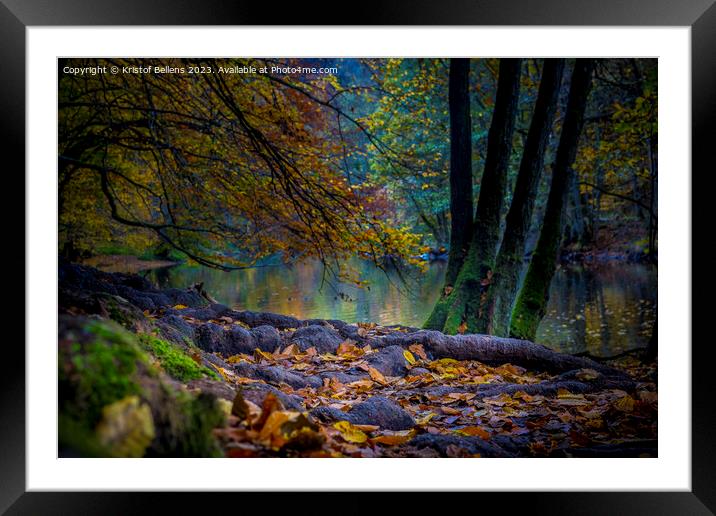 Autumn Ourthe river scene in the woodlands of the Ardennes in Wallonia, Belgium. Framed Mounted Print by Kristof Bellens
