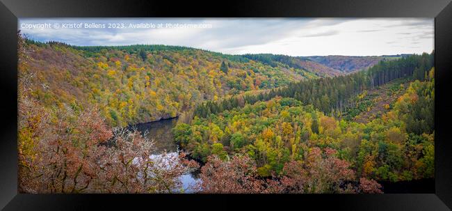 View on the landscape of Parc naturel des deux Ourthes during autumn in the Ardennes of Wallnia, Belgium. Framed Print by Kristof Bellens
