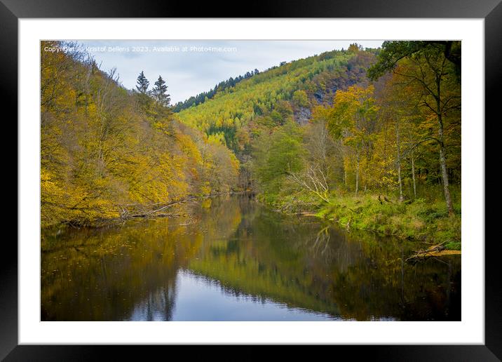 View on the river Ourthe in the Belgian national park Two Ourthes in the Ardennes of Wallonia, Belgium during autumn Framed Mounted Print by Kristof Bellens