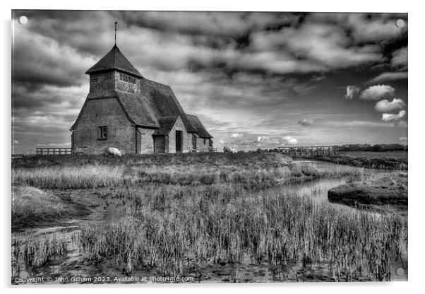 Church on the marsh Acrylic by John Gilham
