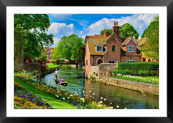 Great Stour river in Westgate Gardens, Canterbury, Framed Mounted Print by Luigi Petro