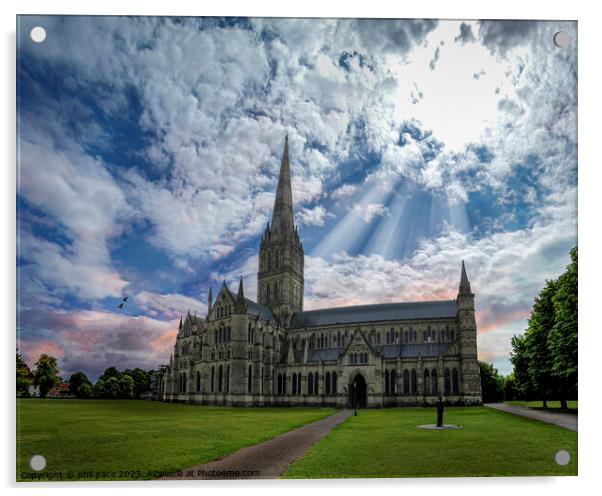 Salisbury Cathredral Acrylic by phil pace
