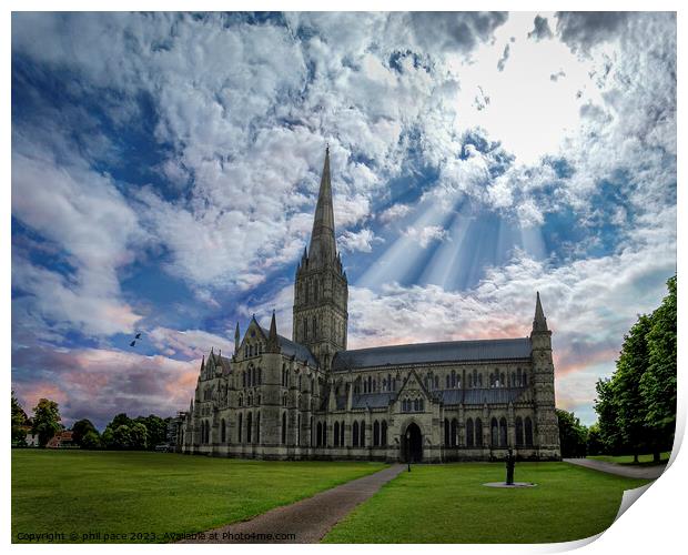 Salisbury Cathredral Print by phil pace