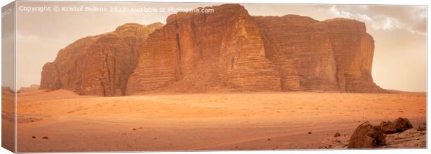 Panorama of Khazali’s mountain in the desert of Wadi Rum, Jordan Canvas Print by Kristof Bellens