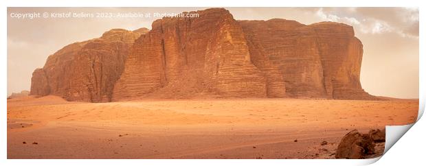 Panorama of Khazali’s mountain in the desert of Wadi Rum, Jordan Print by Kristof Bellens