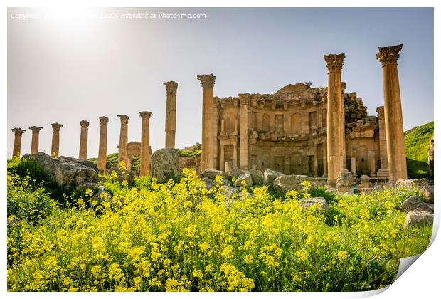 View on the Roman ruins of Nymphaeum at Gerasa, Jerash, Jordan Print by Kristof Bellens