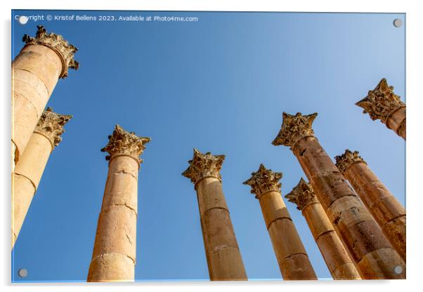 Corinthian capitals decorating the columns of the Temple of Artemis, Jerash, Gerasha, Jordan Acrylic by Kristof Bellens