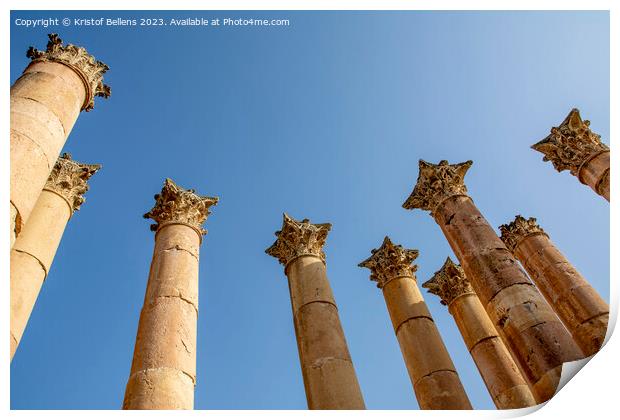 Corinthian capitals decorating the columns of the Temple of Artemis, Jerash, Gerasha, Jordan Print by Kristof Bellens