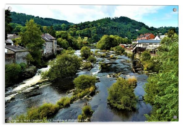 Serenity on Llangollen River Dee Acrylic by Mark Chesters