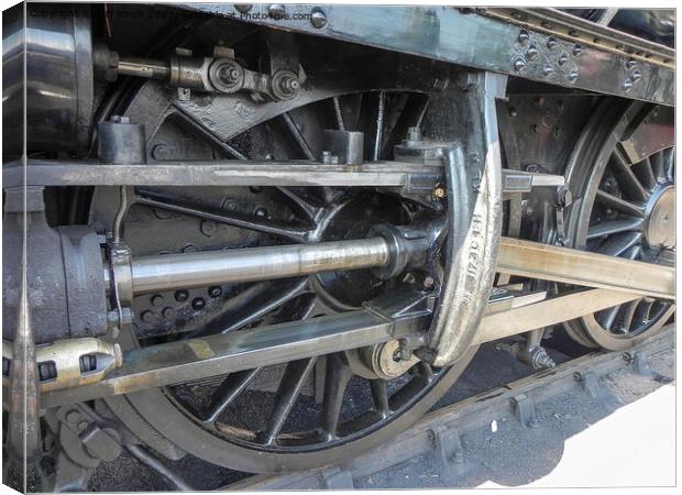 Steam train driving wheels Canvas Print by Cliff Kinch