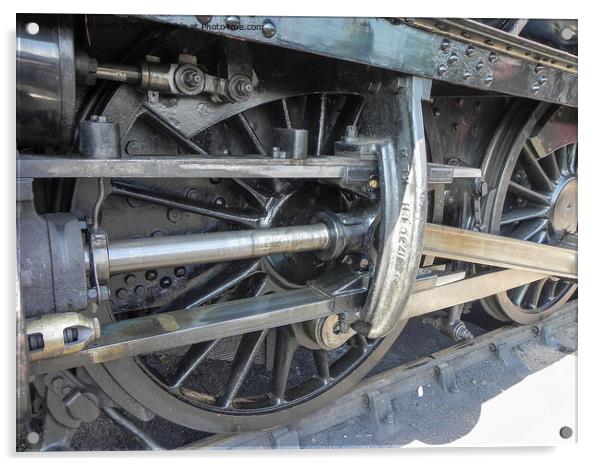 Steam train driving wheels Acrylic by Cliff Kinch