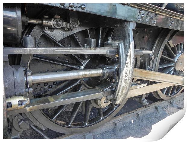 Steam train driving wheels Print by Cliff Kinch