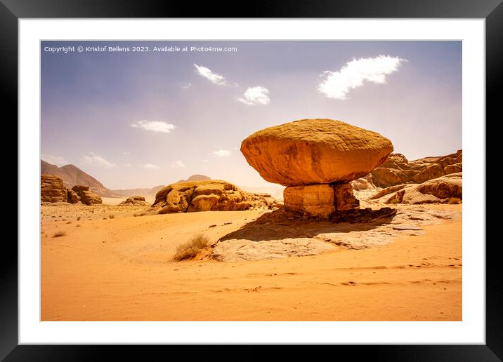 Mushroom rock at Wadi Rum desert in Jordan Framed Mounted Print by Kristof Bellens