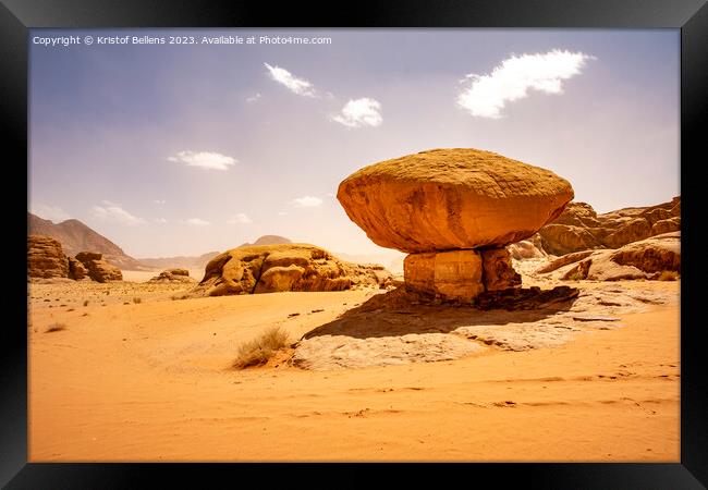 Mushroom rock at Wadi Rum desert in Jordan Framed Print by Kristof Bellens
