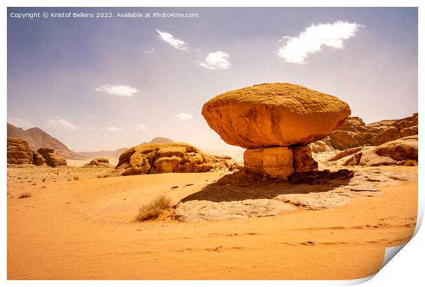 Mushroom rock at Wadi Rum desert in Jordan Print by Kristof Bellens