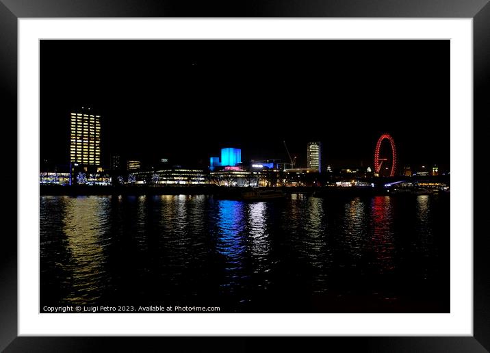 London skyline panorama at night, England the UK. Framed Mounted Print by Luigi Petro