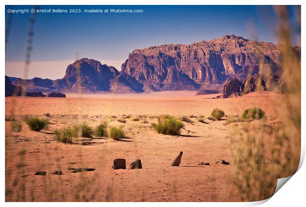 Desert view at Wadi Rum, Jordan during golden hour Print by Kristof Bellens