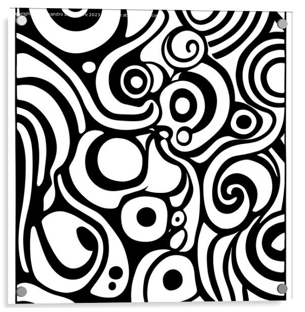 ai generative pop-art black and white abstract illustration Acrylic by Alessandro Della Torre