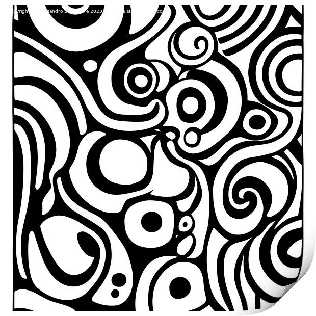 ai generative pop-art black and white abstract illustration Print by Alessandro Della Torre