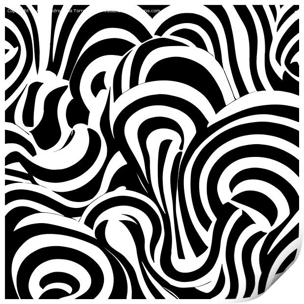 ai generative pop-art black and white abstract illustration Print by Alessandro Della Torre