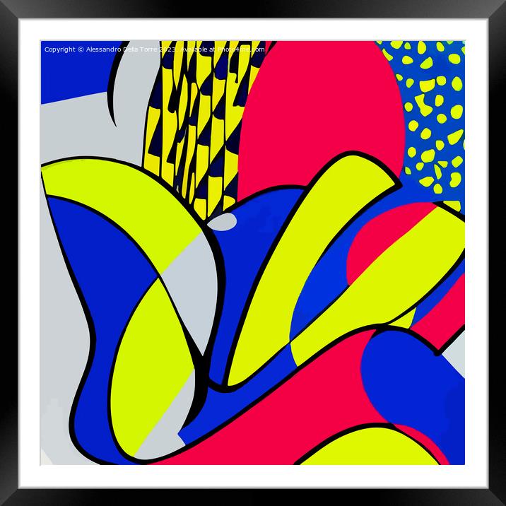 ai generative pop-art colorful abstract illustration Framed Mounted Print by Alessandro Della Torre