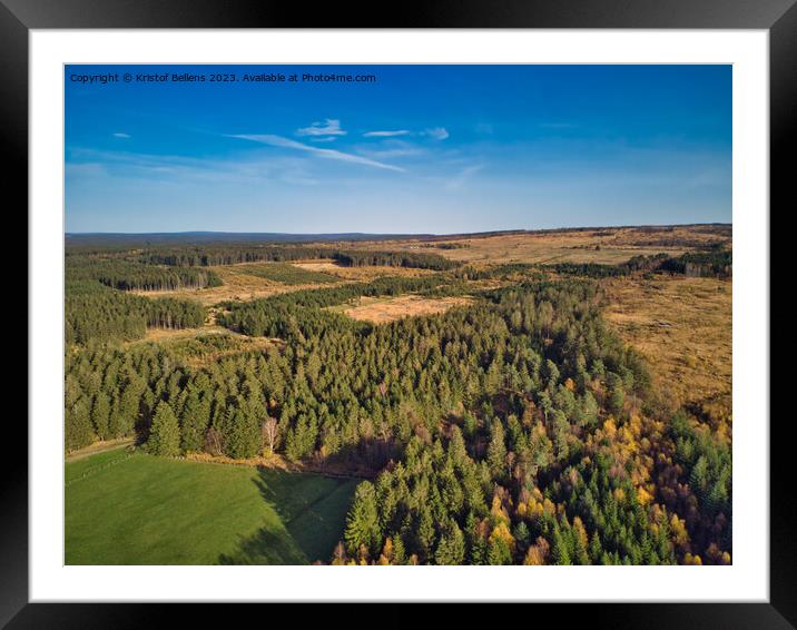 Aerial drone point of view of High Fens nature reserve in Ardennes of Wallonia, Belgium Framed Mounted Print by Kristof Bellens