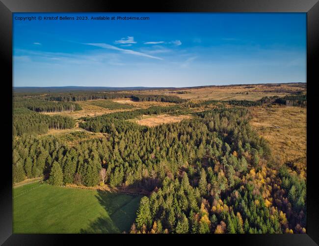 Aerial drone point of view of High Fens nature reserve in Ardennes of Wallonia, Belgium Framed Print by Kristof Bellens