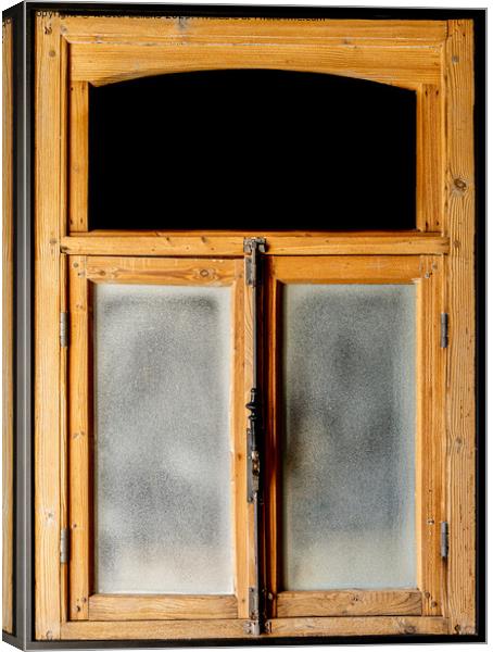 Vintage wooden and weathered rustic window frame with glass and black copy space Canvas Print by Kristof Bellens