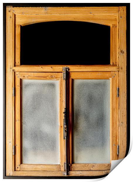 Vintage wooden and weathered rustic window frame with glass and black copy space Print by Kristof Bellens