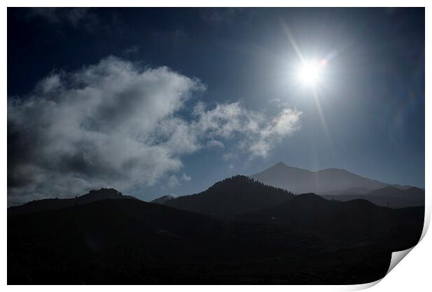 Sunburst over Teide Tenerife Print by Phil Crean