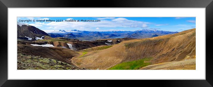 Panorama Icelandic landscape at Fjallabak, on the Laugevegur hiking trail Framed Mounted Print by Kristof Bellens