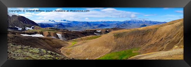 Panorama Icelandic landscape at Fjallabak, on the Laugevegur hiking trail Framed Print by Kristof Bellens