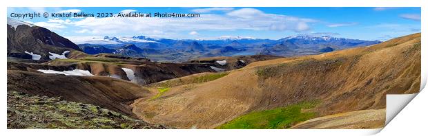 Panorama Icelandic landscape at Fjallabak, on the Laugevegur hiking trail Print by Kristof Bellens