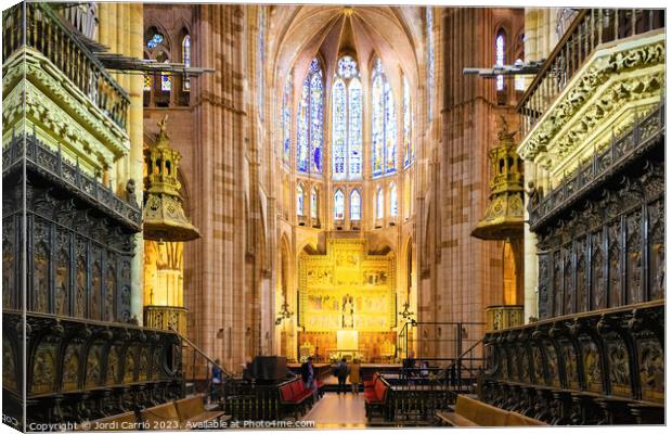 Panoramic interior of the cathedral of León Canvas Print by Jordi Carrio