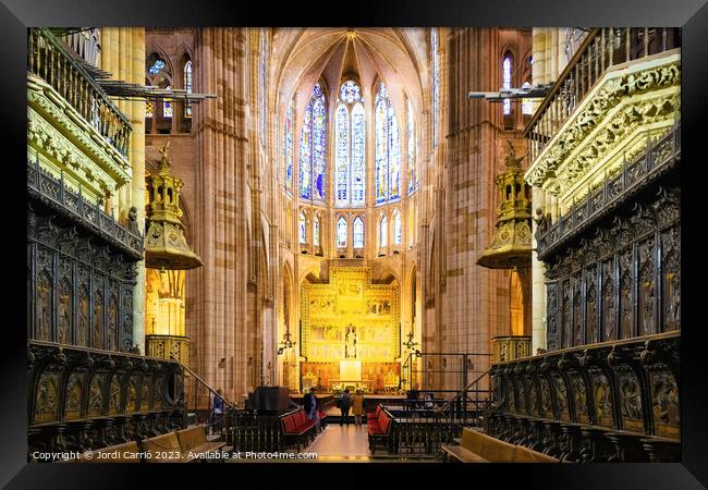 Panoramic interior of the cathedral of León Framed Print by Jordi Carrio