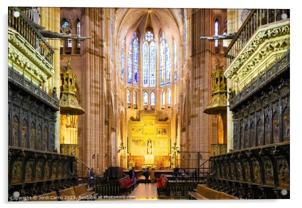 Panoramic interior of the cathedral of León Acrylic by Jordi Carrio