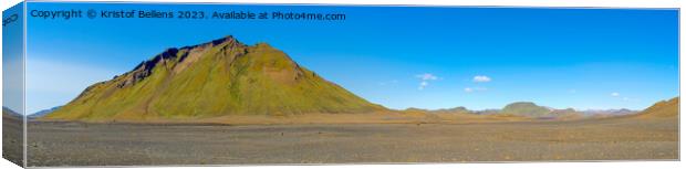 Iceland landscape panorama: Emstrur surroundings. Green mountain and lava soil Canvas Print by Kristof Bellens